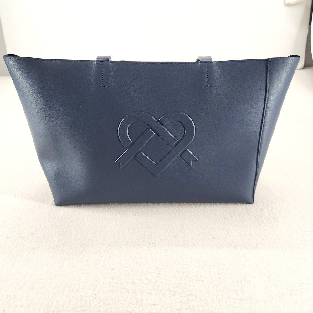 Gunas New York Navy Vegan Leather Tippi Tote Bag Structured Minimalist OS
